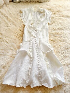 JOSLIN white ruffle linen-blend mini dress